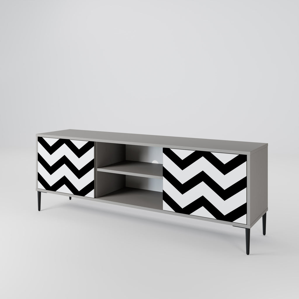 CLASSIC ZIG ZAG 2-dörrars TV-bänk i grå finish