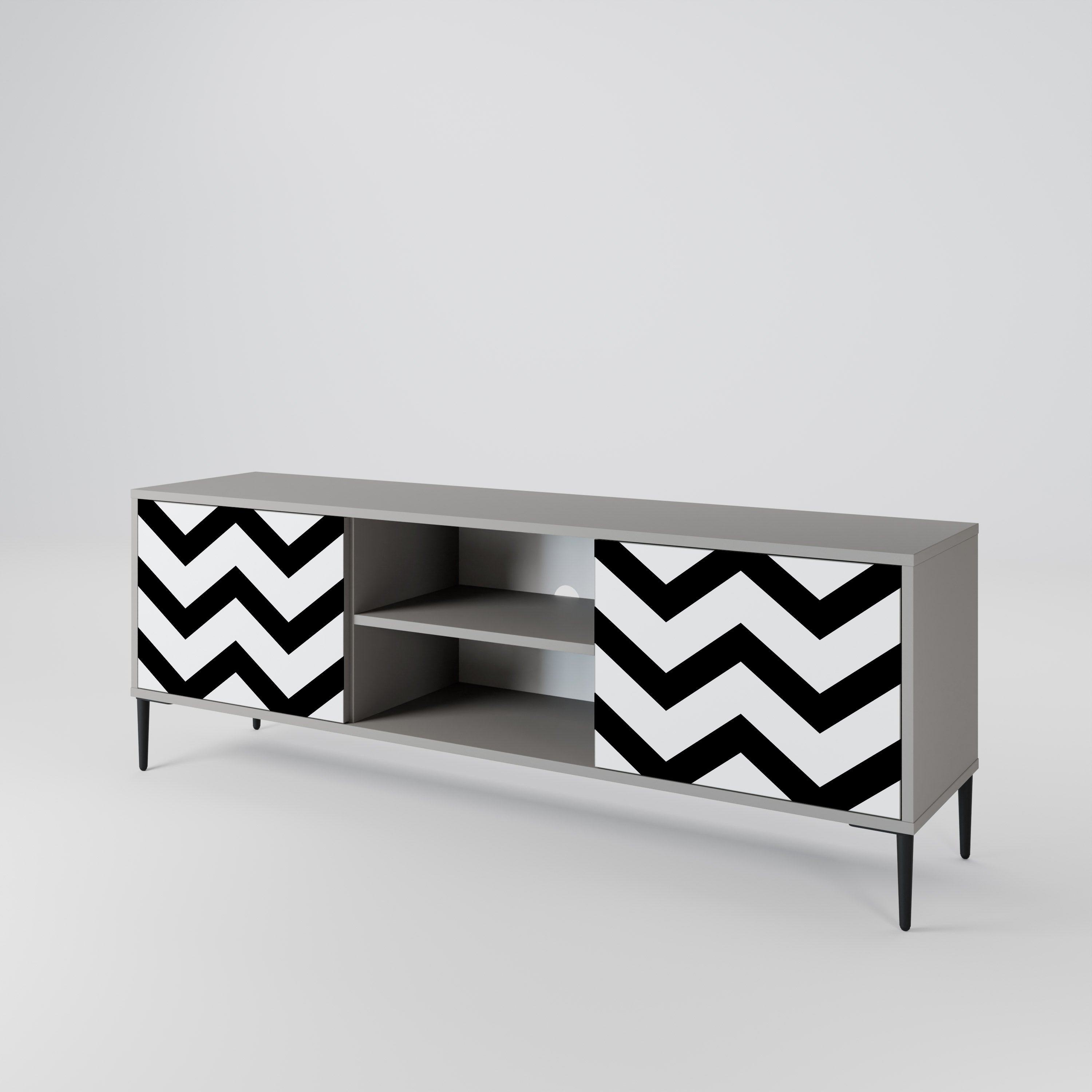 CLASSIC ZIG ZAG 2-dörrars TV-bänk i grå finish