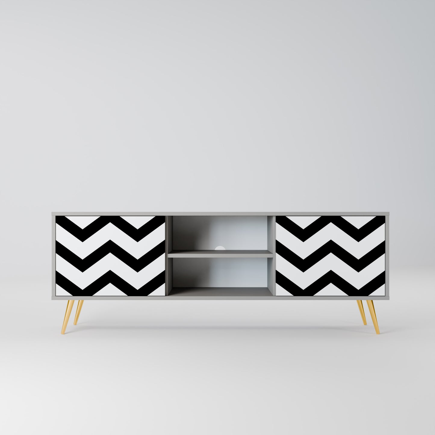 CLASSIC ZIG ZAG 2-dörrars TV-bänk i grå finish
