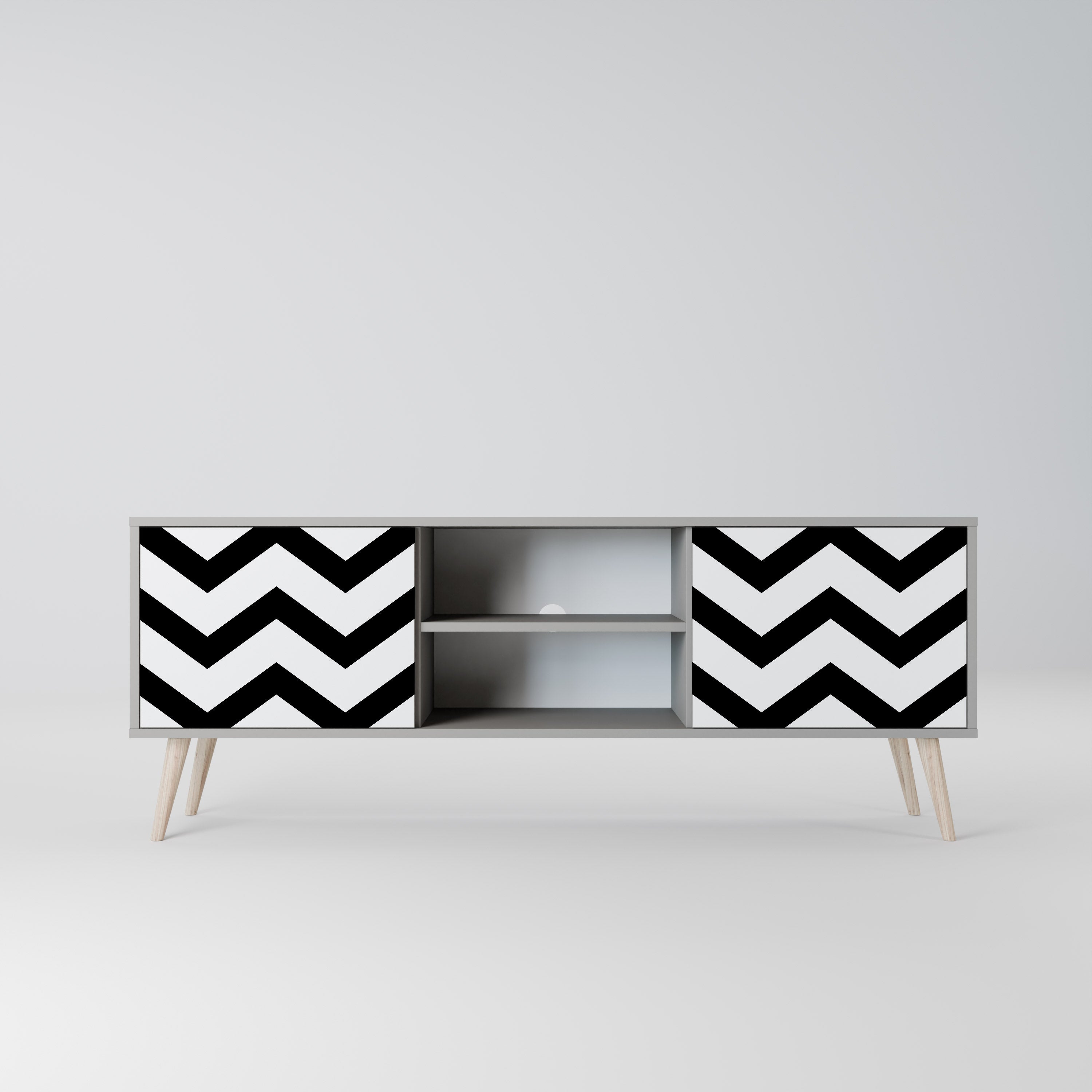 CLASSIC ZIG ZAG 2-dörrars TV-bänk i grå finish