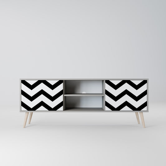 CLASSIC ZIG ZAG 2-dörrars TV-bänk i grå finish