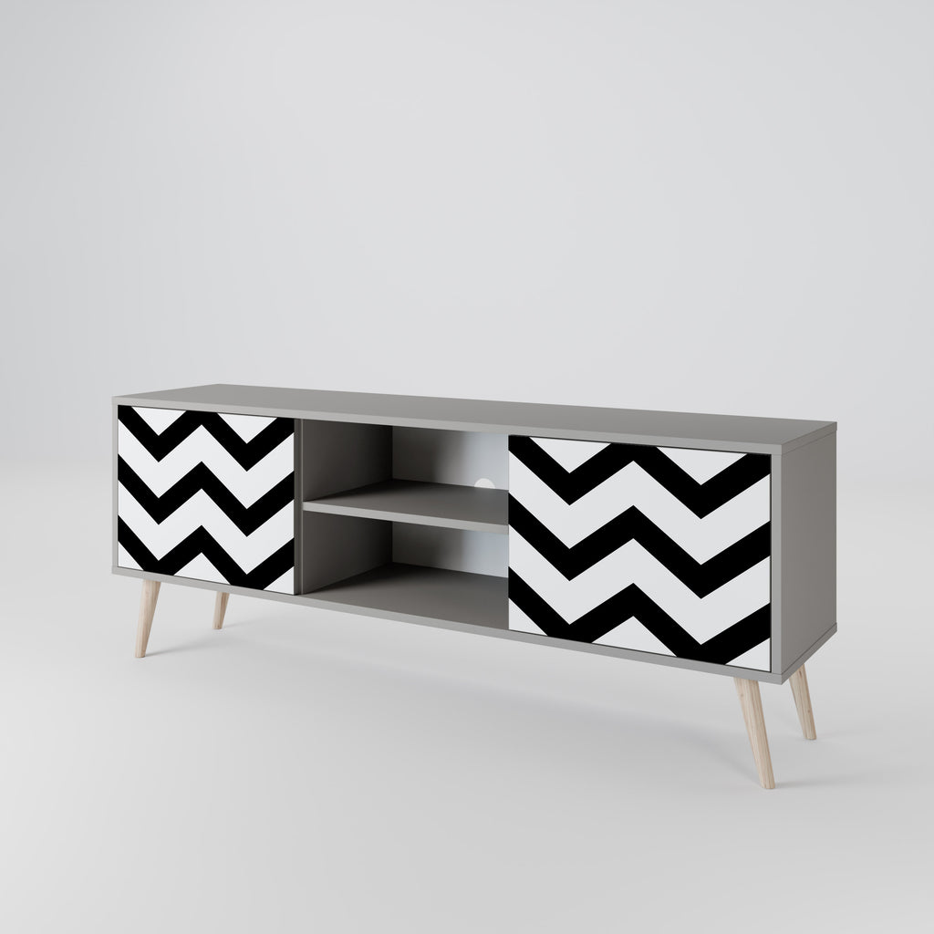CLASSIC ZIG ZAG 2-dörrars TV-bänk i grå finish