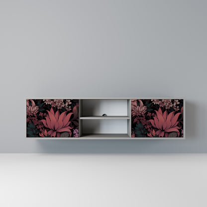 FLORAL WHISPER 2-dörrars TV-bänk i grå finish
