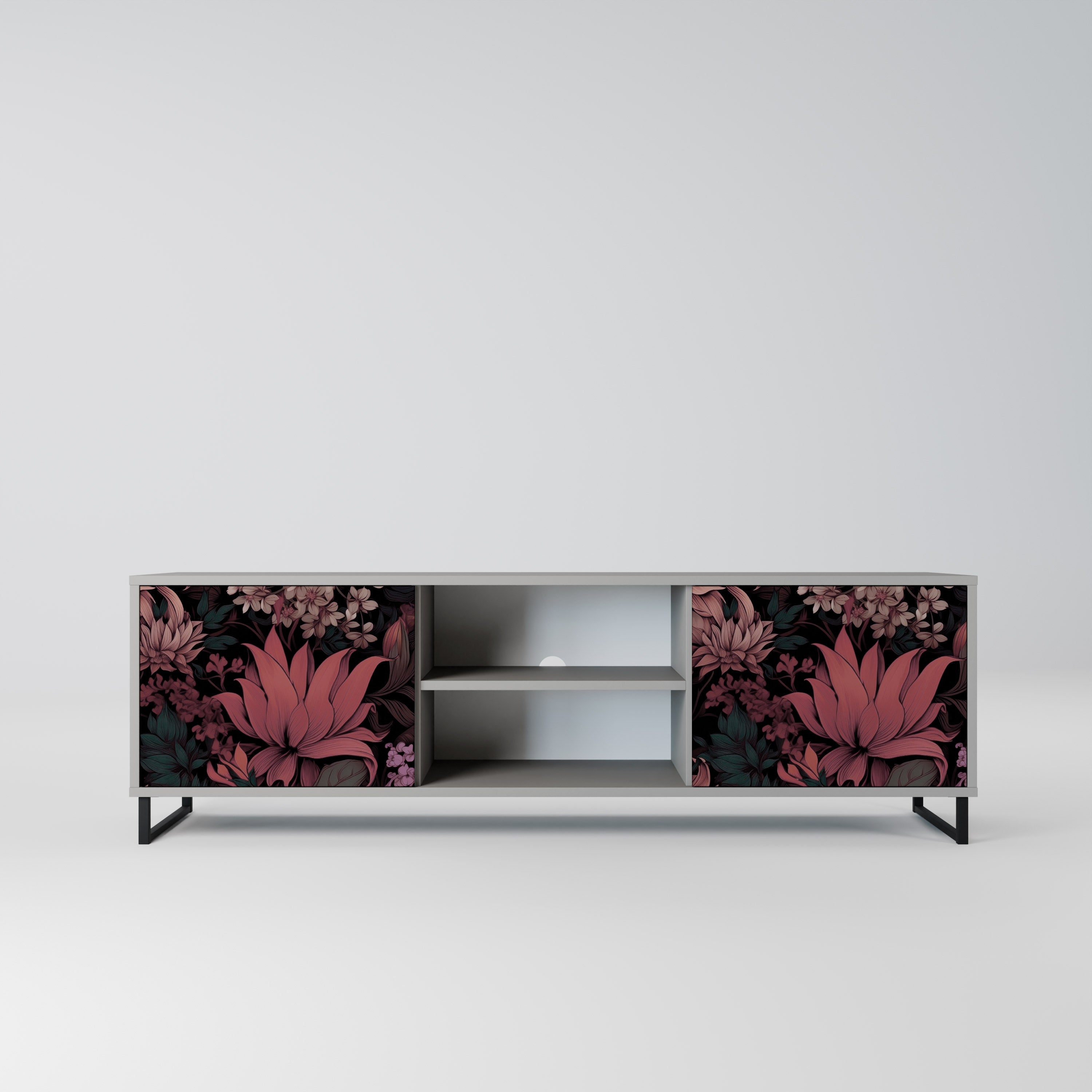 FLORAL WHISPER 2-dörrars TV-bänk i grå finish