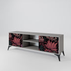 FLORAL WHISPER 2-Door TV Stand in Grey Finish