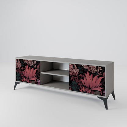 FLORAL WHISPER 2-dörrars TV-bänk i grå finish