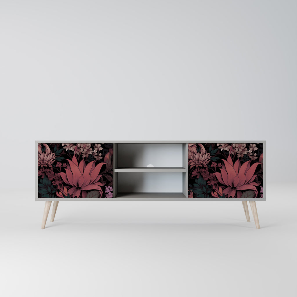 FLORAL WHISPER 2-dörrars TV-bänk i grå finish