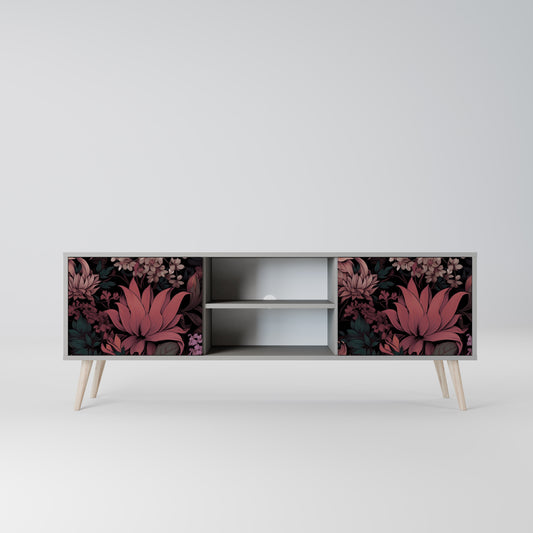 FLORAL WHISPER 2-dörrars TV-bänk i grå finish