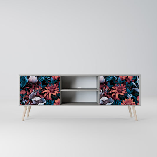 ETHEREAL BLOSSOMS 2-dörrars TV-bänk i grå finish