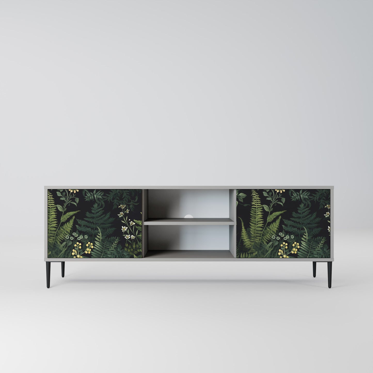 FERN FLOWERS 2-dörrars TV-bänk i grå finish