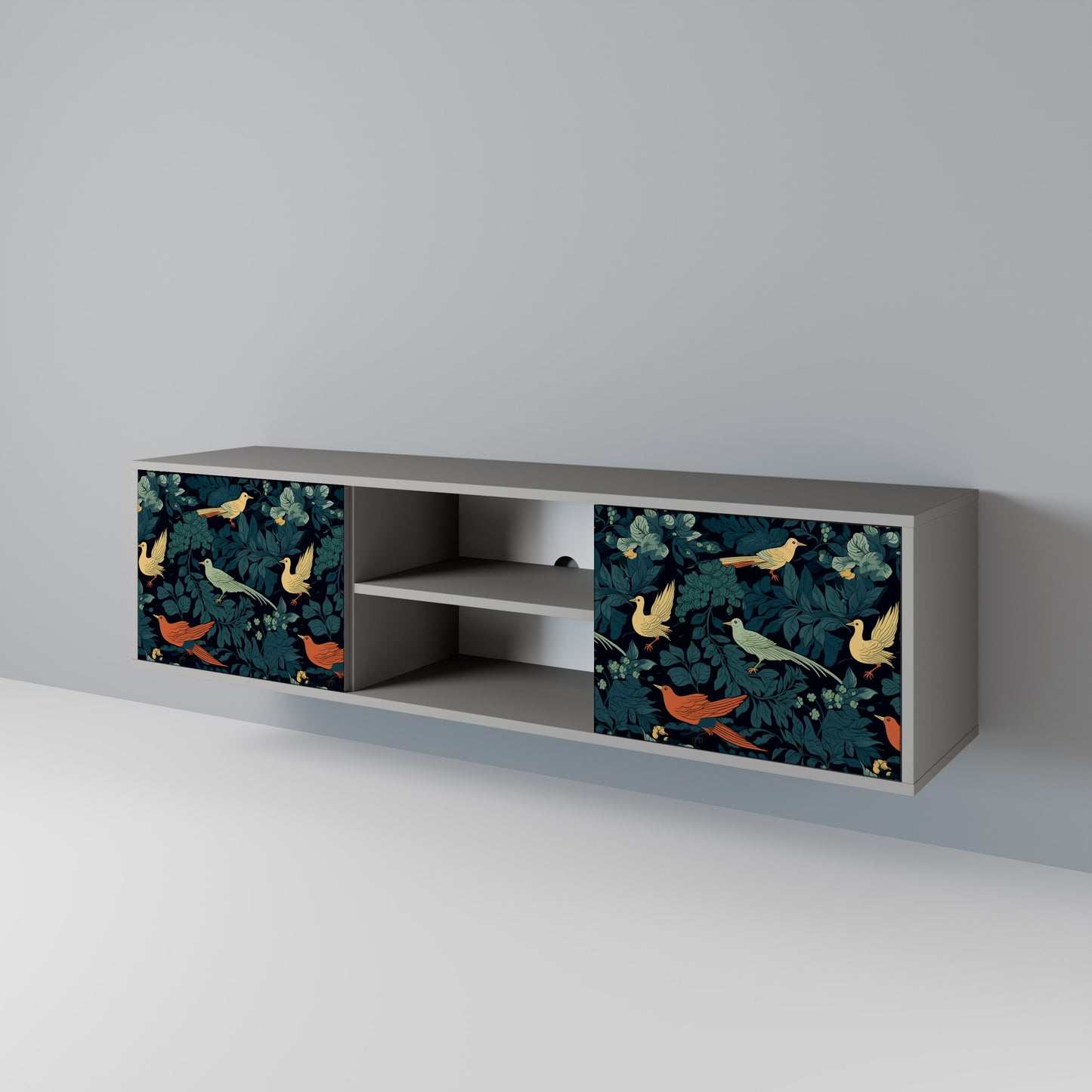 FOWL ORNAMENT 2-dörrars TV-bänk i grå finish
