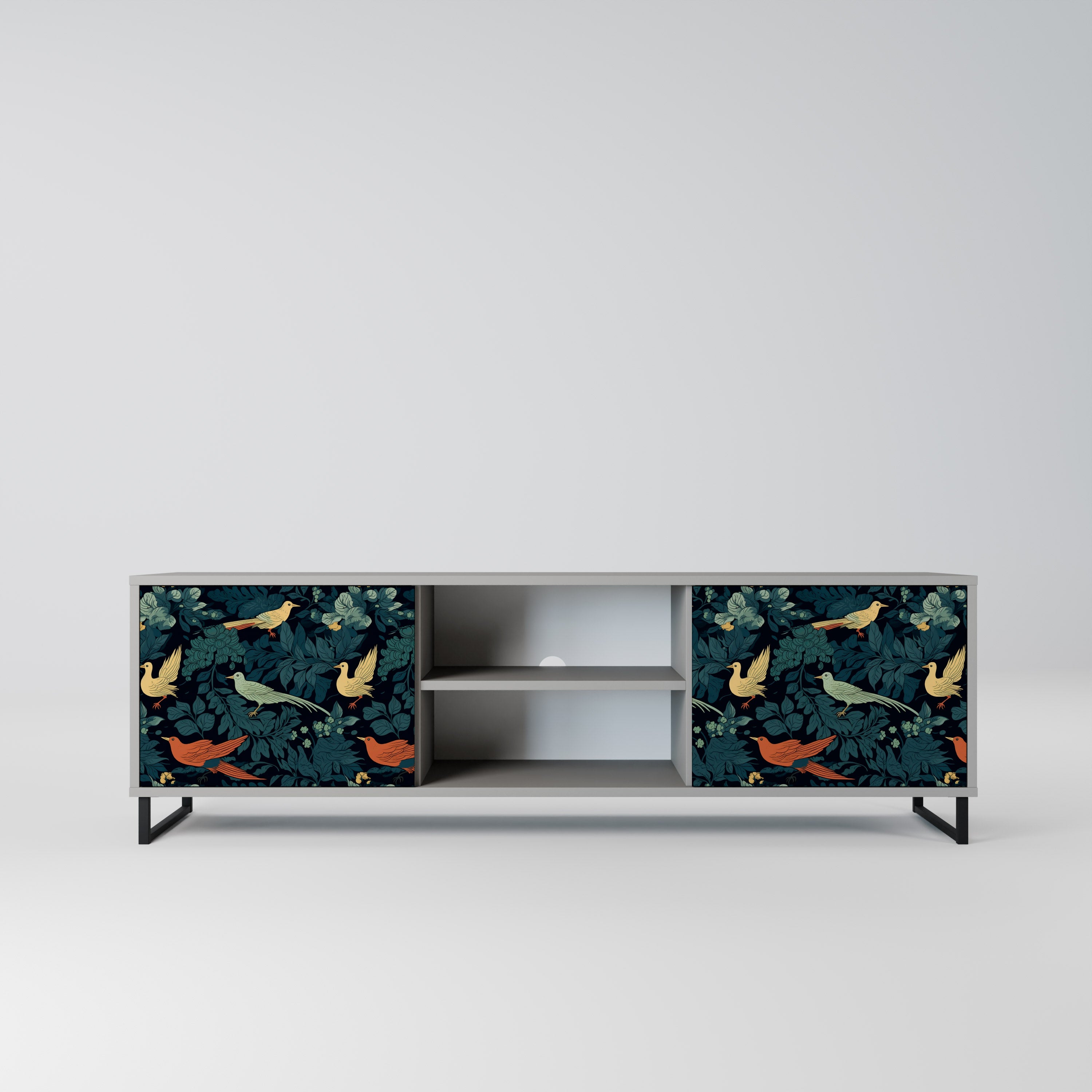 FOWL ORNAMENT 2-dörrars TV-bänk i grå finish
