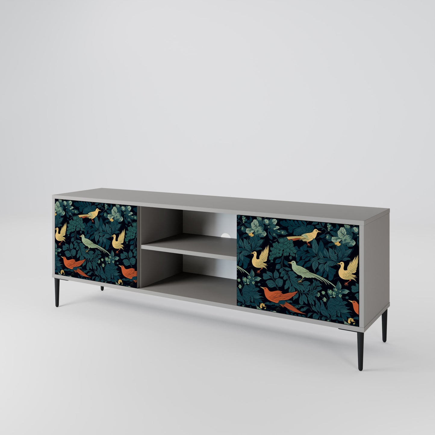 FOWL ORNAMENT 2-dörrars TV-bänk i grå finish