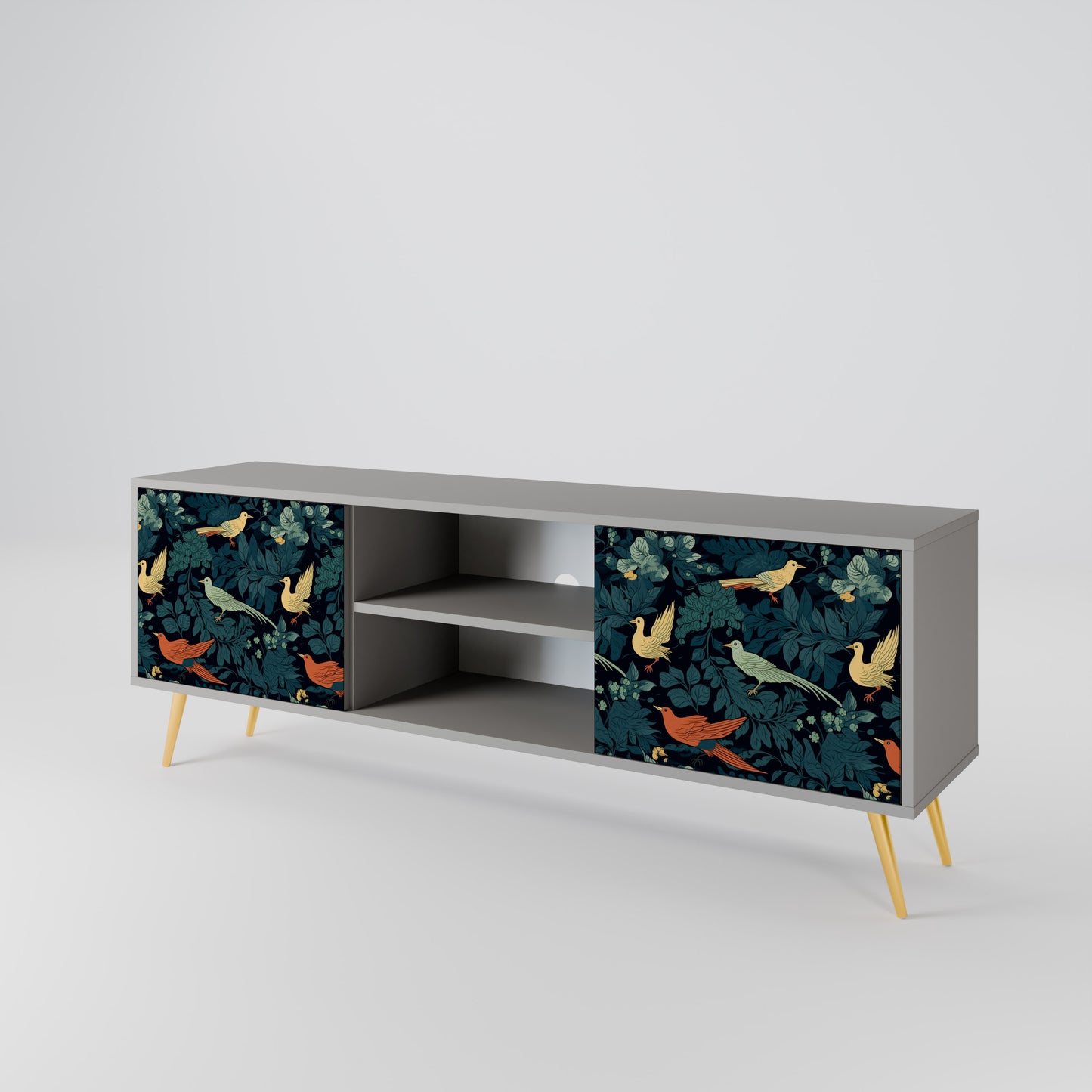 FOWL ORNAMENT 2-dörrars TV-bänk i grå finish