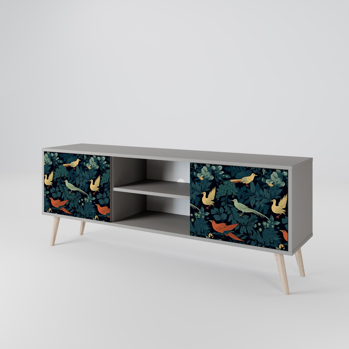 FOWL ORNAMENT 2-dörrars TV-bänk i grå finish