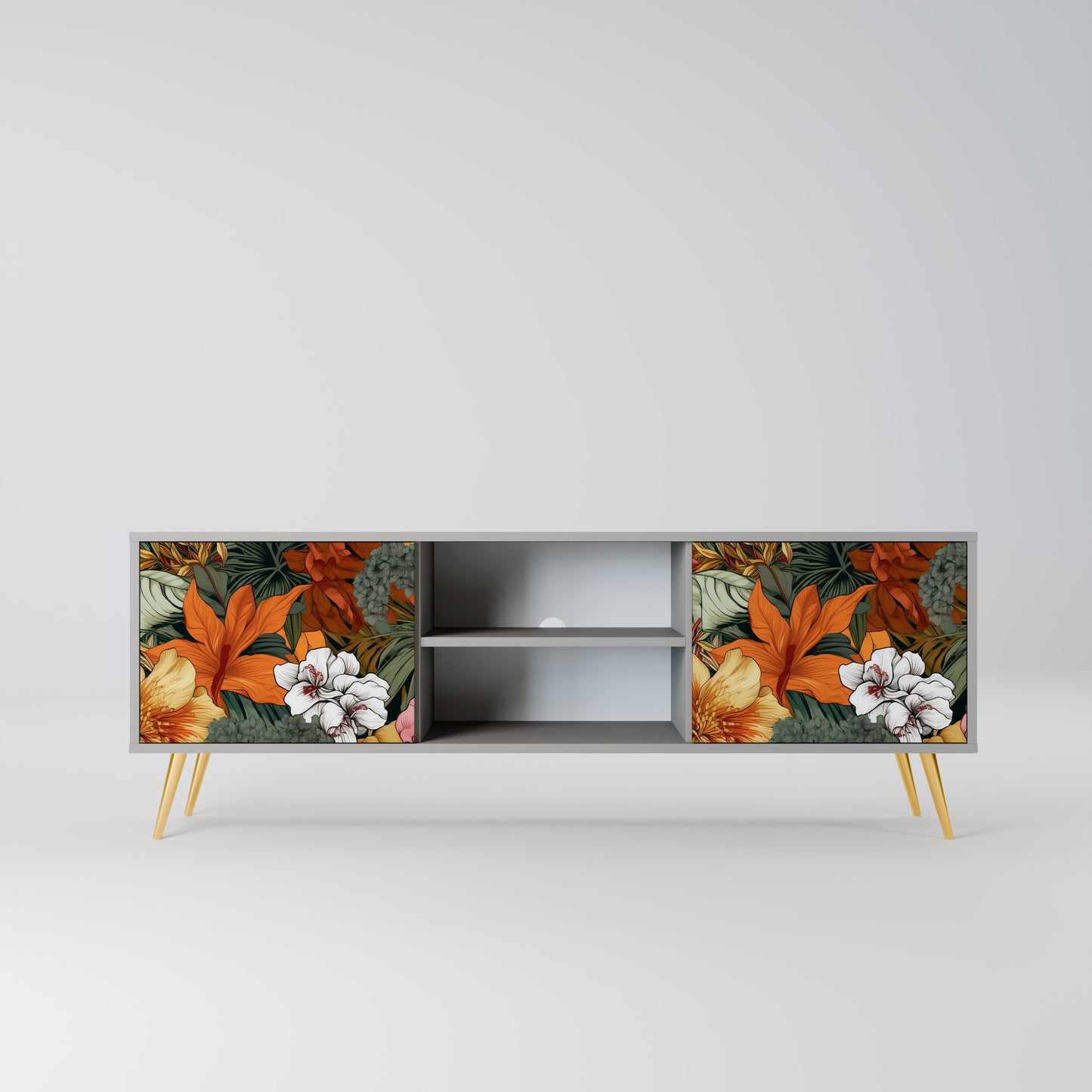 RADIANT FLORA 2-dörrars TV-bänk i grå finish