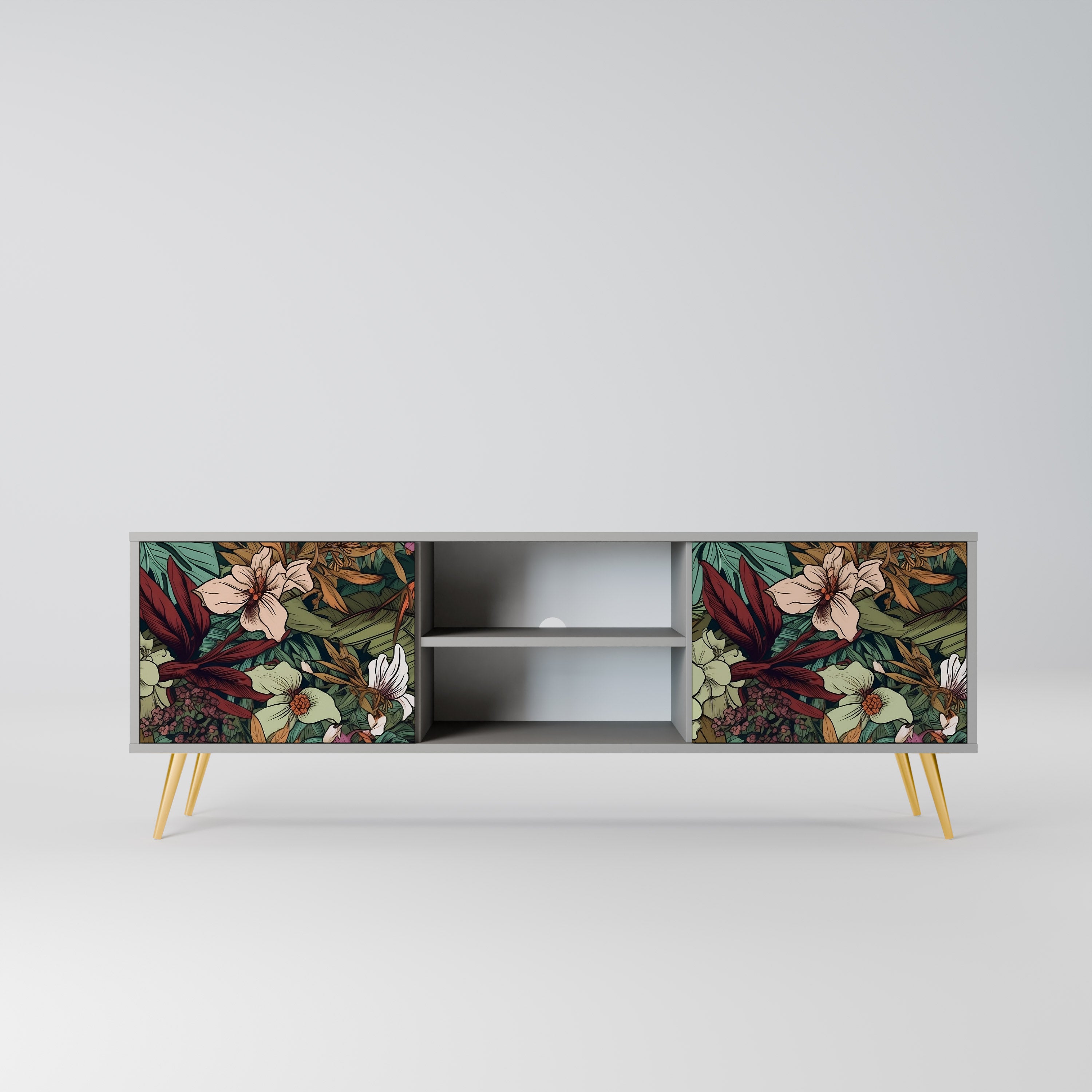 BOTANICAL EMERGENCE 2-dörrars TV-bänk i grå finish