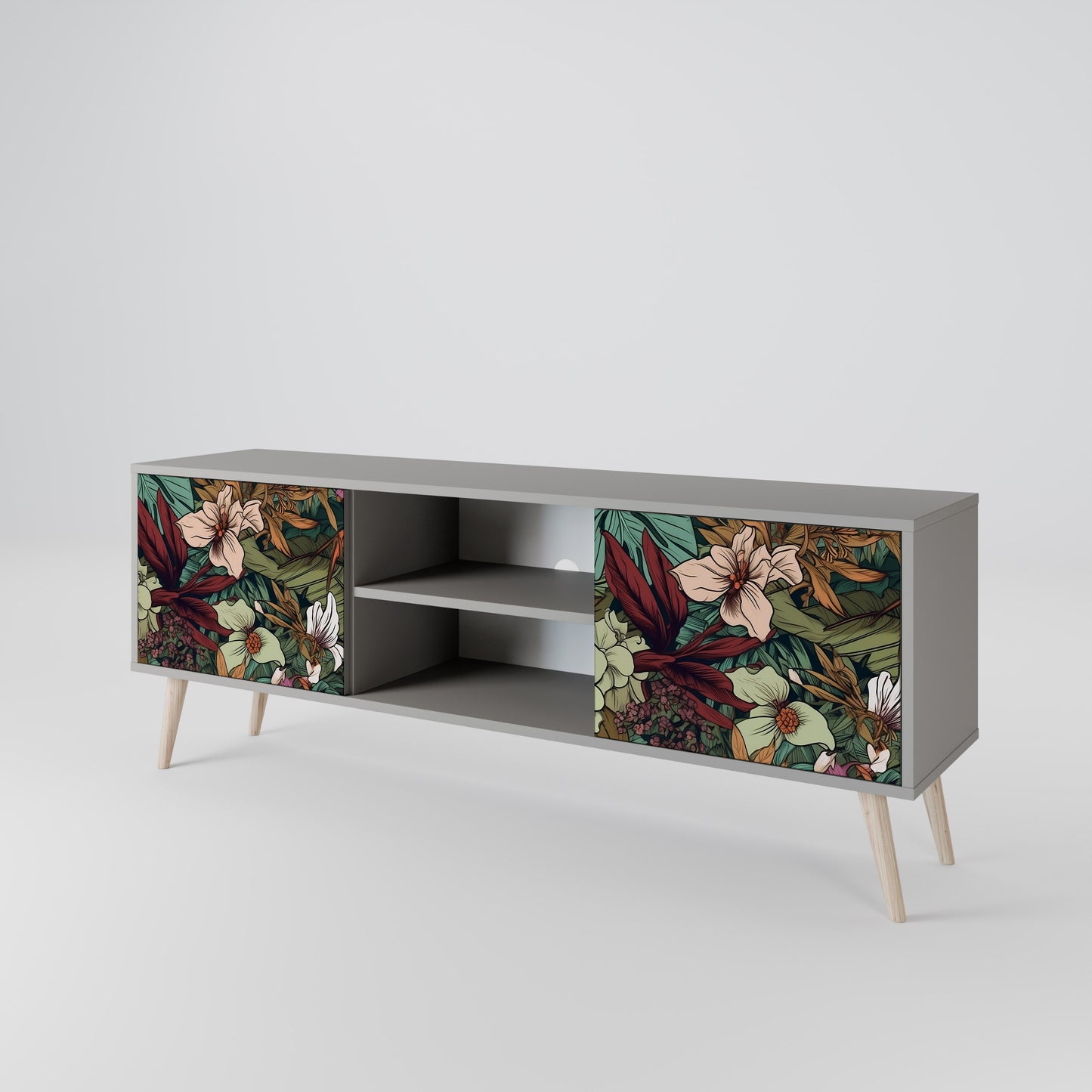 BOTANICAL EMERGENCE 2-dörrars TV-bänk i grå finish