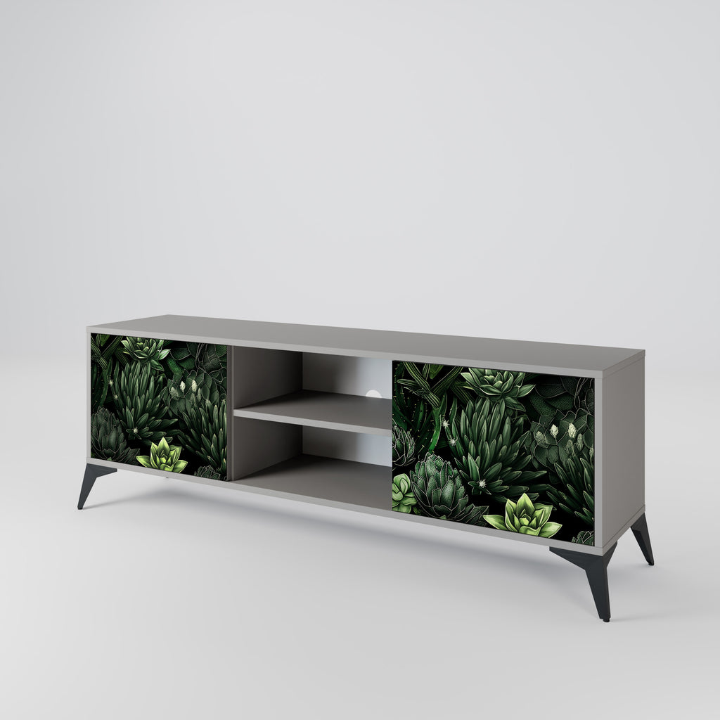 SUCCULENT JUNGLE 2-dörrars TV-bänk i grå finish