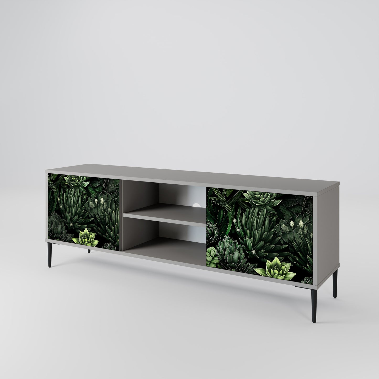 SUCCULENT JUNGLE 2-dörrars TV-bänk i grå finish