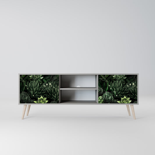 SUCCULENT JUNGLE 2-dörrars TV-bänk i grå finish