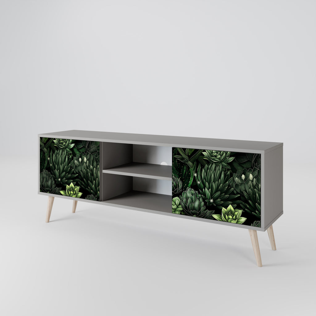 SUCCULENT JUNGLE 2-dörrars TV-bänk i grå finish
