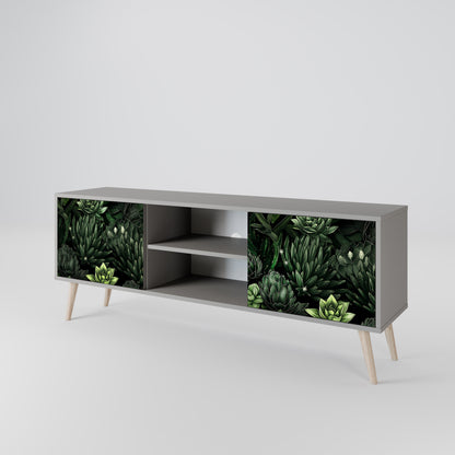 SUCCULENT JUNGLE 2-dörrars TV-bänk i grå finish