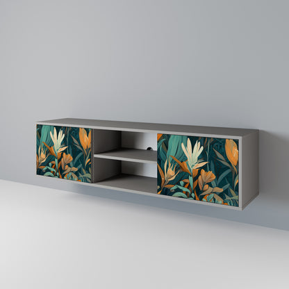 FLORAL SERENITY 2-dörrars TV-bänk i grå finish