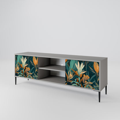 FLORAL SERENITY 2-dörrars TV-bänk i grå finish