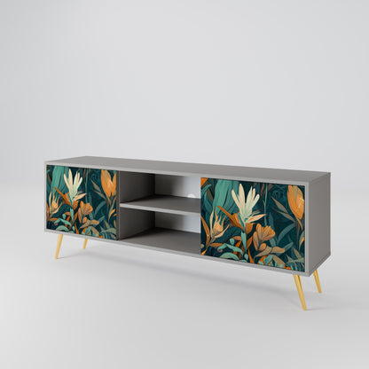FLORAL SERENITY 2-dörrars TV-bänk i grå finish
