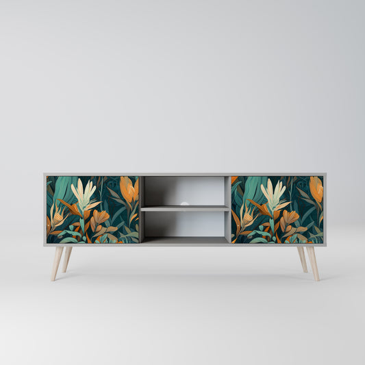 FLORAL SERENITY 2-dörrars TV-bänk i grå finish