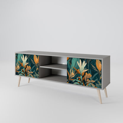 FLORAL SERENITY 2-dörrars TV-bänk i grå finish