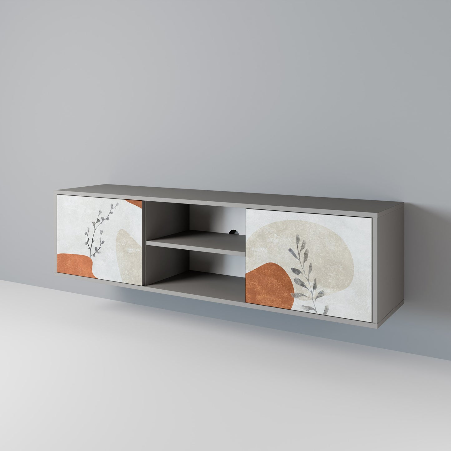TRANQUIL TWIG 2-dörrars TV-bänk i grå finish