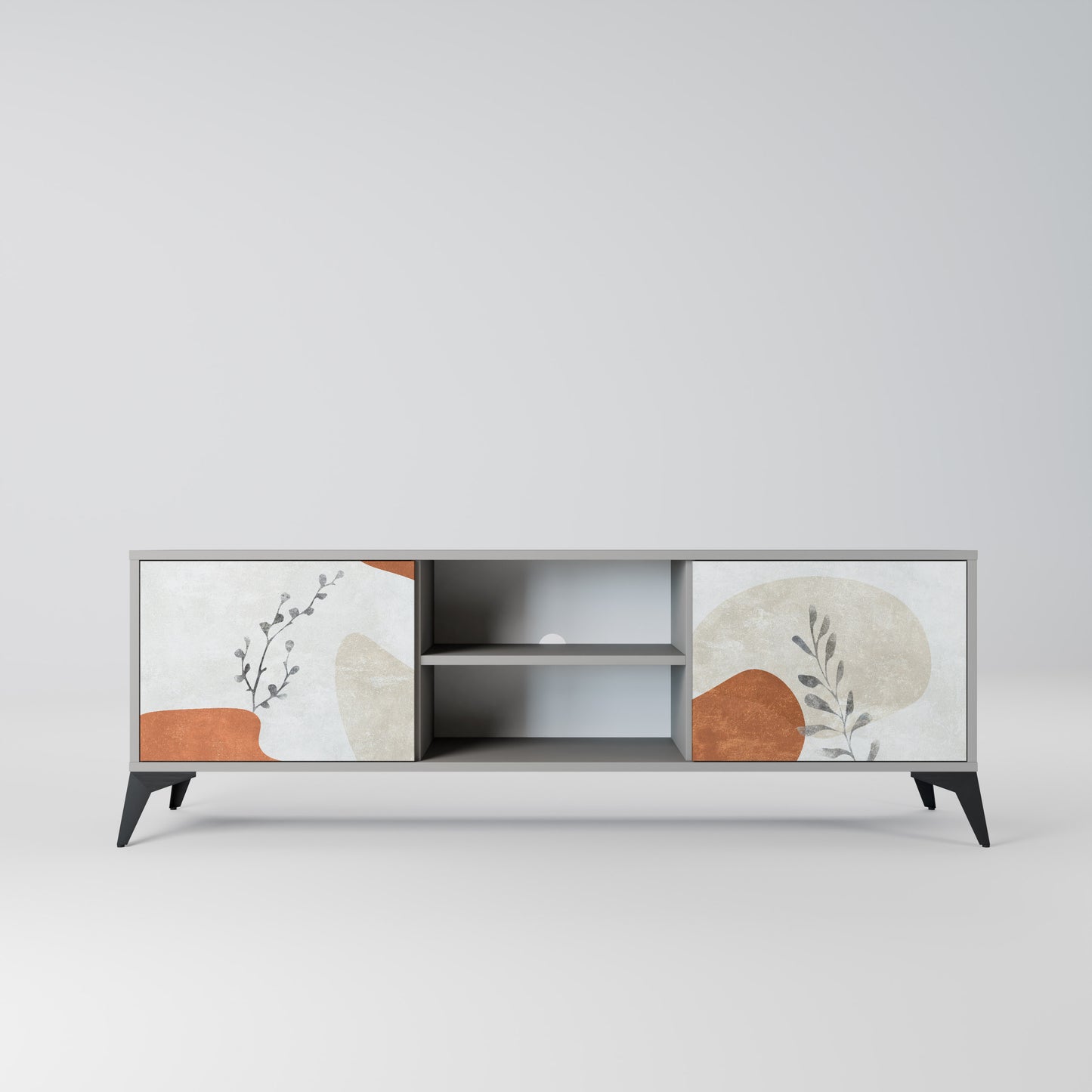 TRANQUIL TWIG 2-dörrars TV-bänk i grå finish