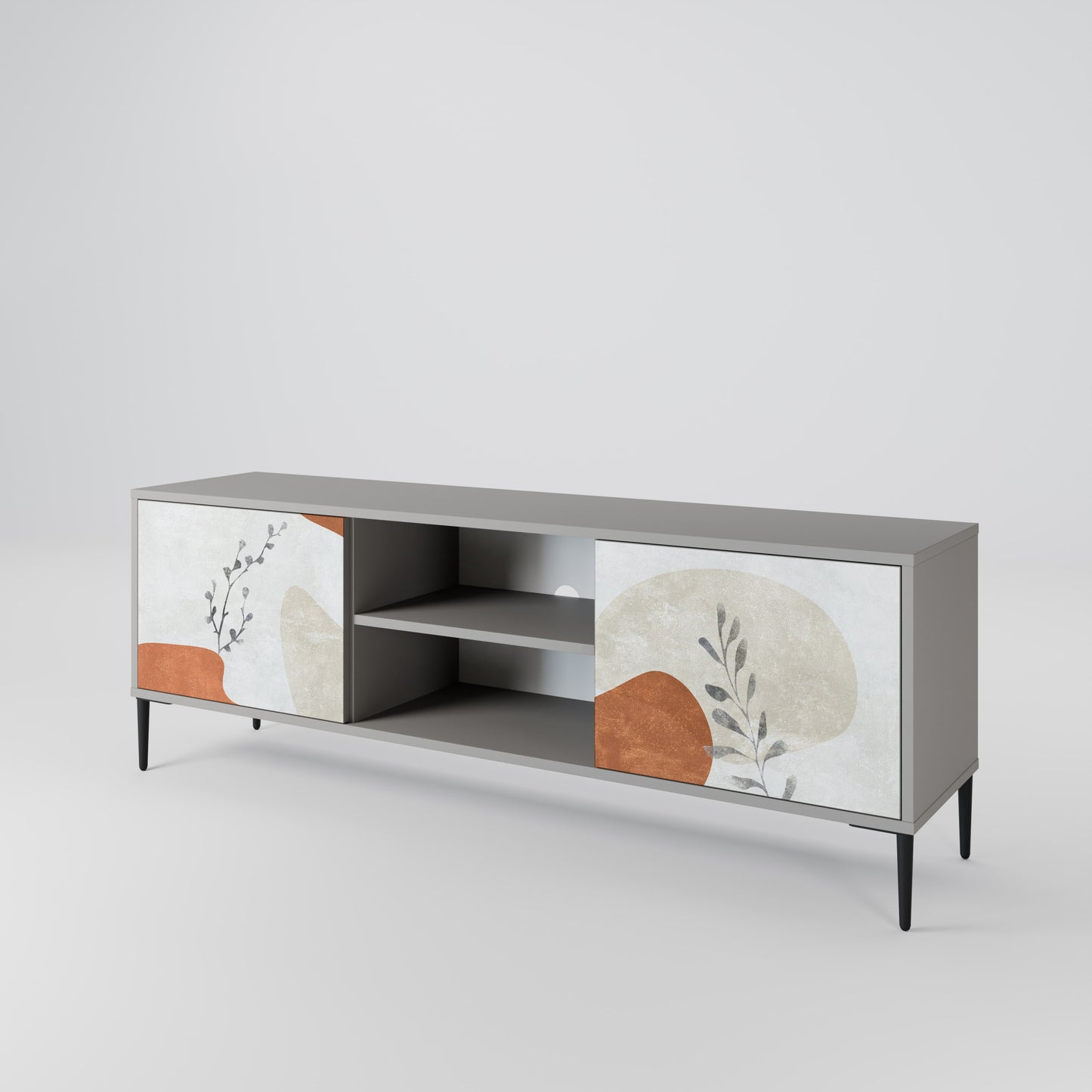 TRANQUIL TWIG 2-dörrars TV-bänk i grå finish