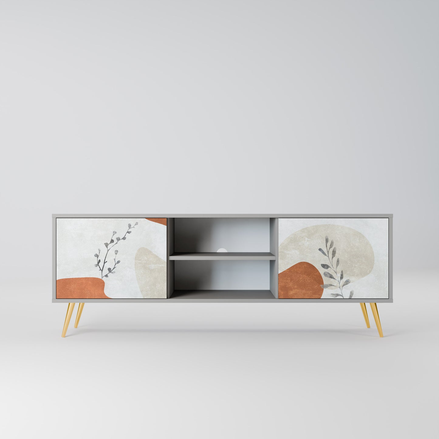 TRANQUIL TWIG 2-dörrars TV-bänk i grå finish