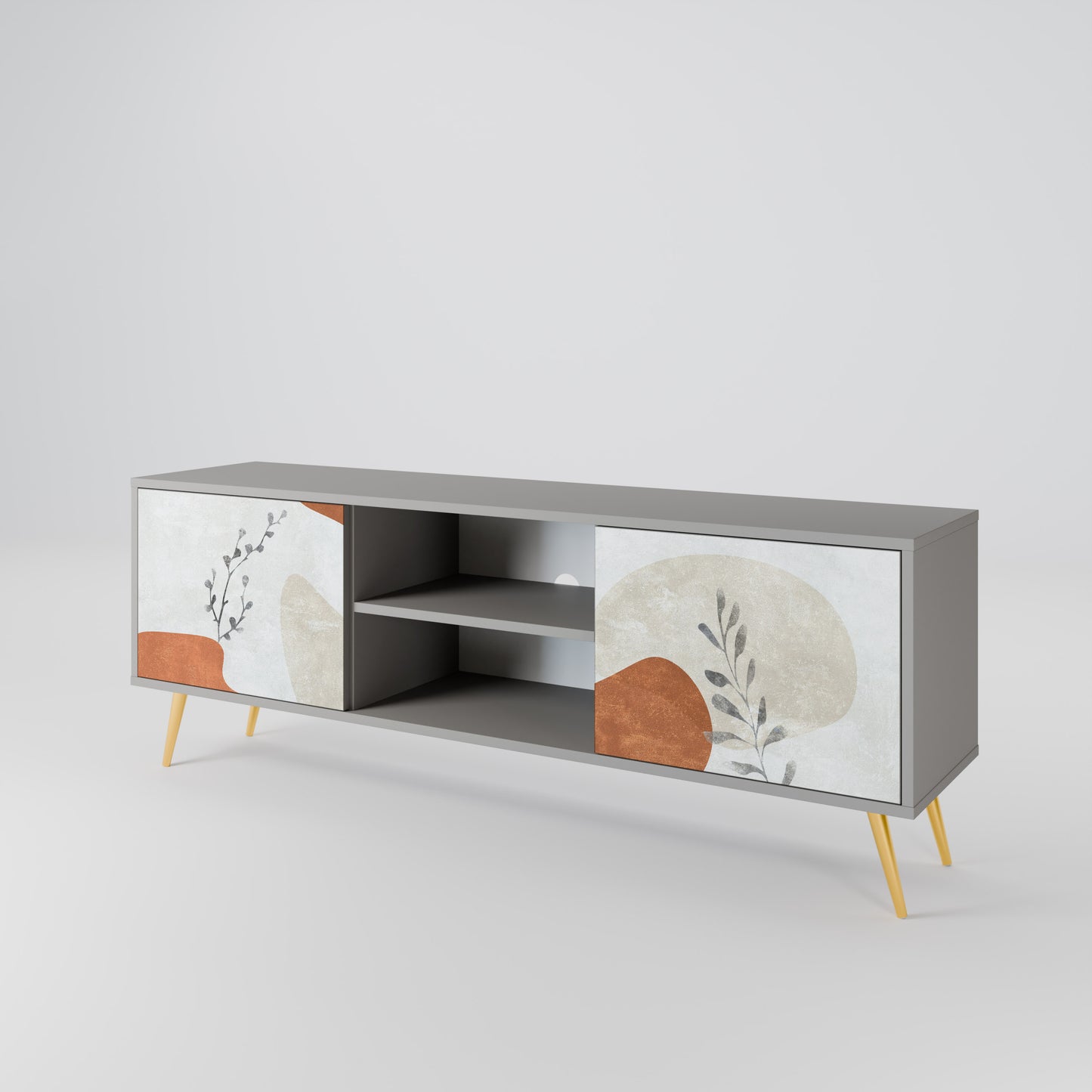 TRANQUIL TWIG 2-dörrars TV-bänk i grå finish