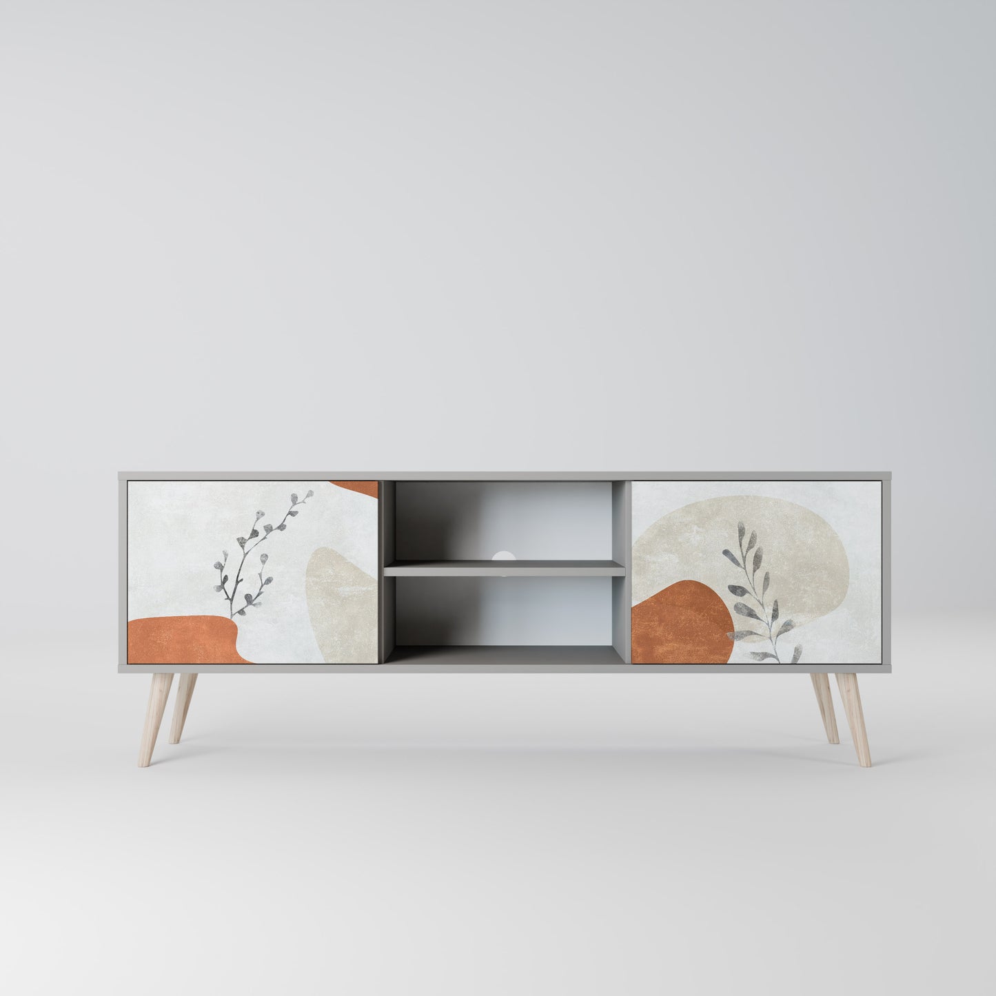TRANQUIL TWIG 2-dörrars TV-bänk i grå finish
