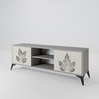 LEAFY STAMPS 2-Door TV Stand in Grey Finish