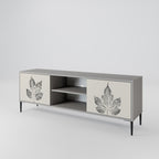 LEAFY STAMPS 2-Door TV Stand in Grey Finish