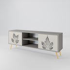 LEAFY STAMPS 2-Door TV Stand in Grey Finish