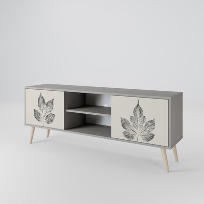 LEAFY STAMPS 2-dörrars TV-bänk i grå finish