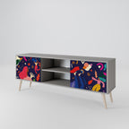 FESTLIGA NJÄNNINGAR 2-dörrars TV-bänk i grå finish