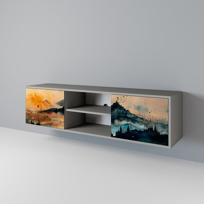 OMINOUS MOUNTAINS 2-dörrars TV-bänk i grå finish