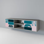 KOMBINATION AV FORMER 2-dörrars TV-bänk i grå finish