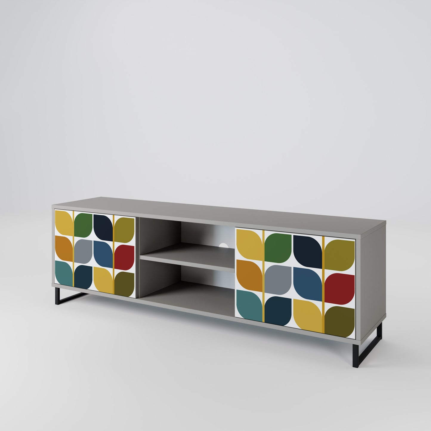 WEIGHTLESS HOURS 2-Door TV Stand in Grey Finish