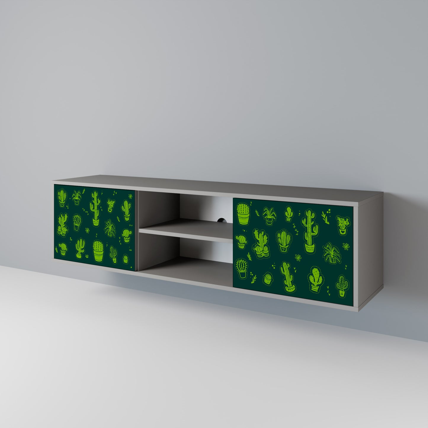 DESERT GREEN 2-dörrars TV-bänk i grå finish