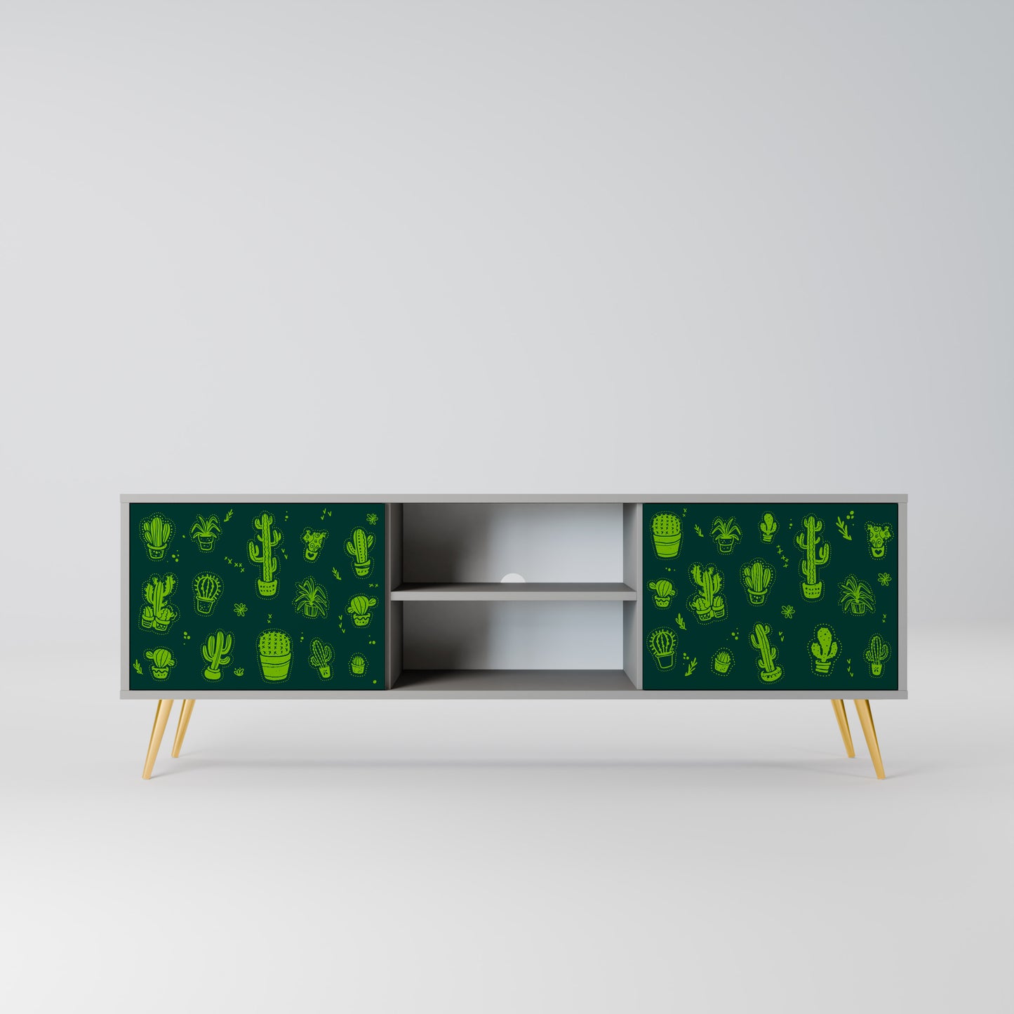 DESERT GREEN 2-dörrars TV-bänk i grå finish