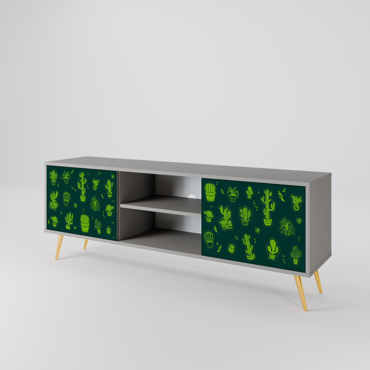 DESERT GREEN TV-bänk med två dörrar