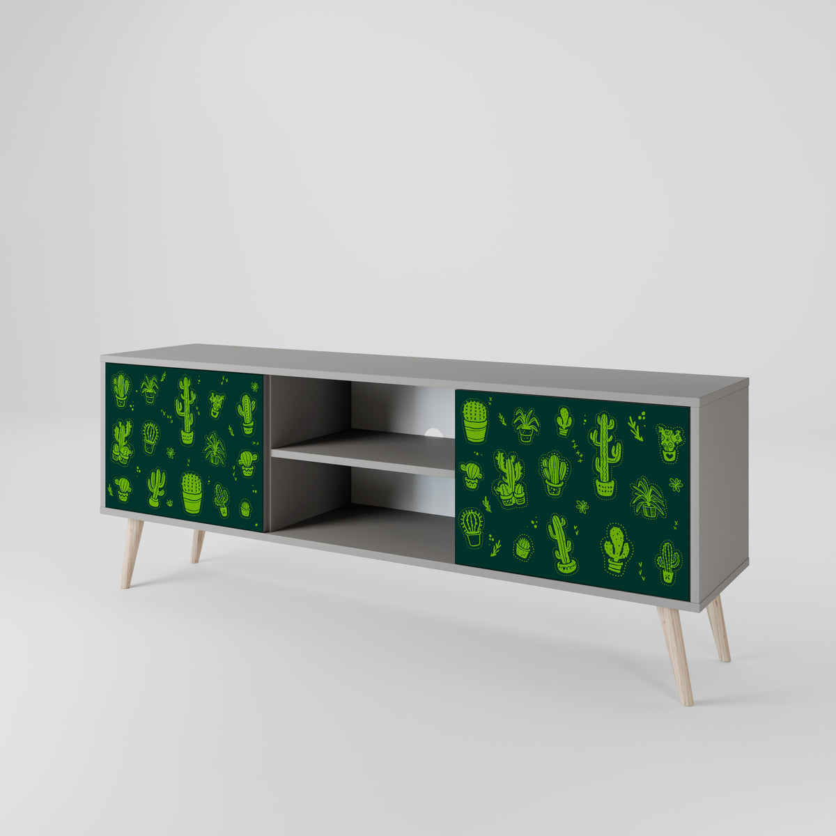 DESERT GREEN TV-bänk med två dörrar